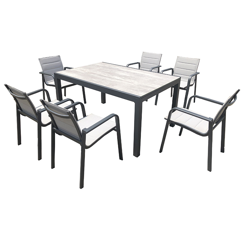 Расширяемый алюминиевый современный роскошный садовый стол, уличный расширяющийся стол и стулья