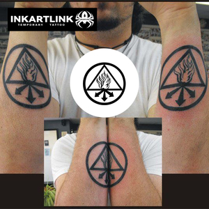INKARTLINK Autocollant de tatouage symbole d'alchimie Flamme sacrée Triangle Herbal 15 jours Semi-permanent Art corporel Avant-bras Paire Vente en gros - Product Image 1