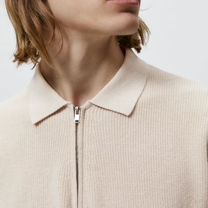 Polo de Algodón Personalizado con Logotipo, Estilo Vintage, Cuello Redondo, Cierre de Cremallera, Manga Corta, Corte Holgado y Oversize para Hombre - Product Image 4