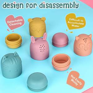 Consegna rapida 100% per uso alimentare BPA in Silicone per bambini giocattoli per bambini 4 pz animali Spray acqua set giocattolo per il bagno - Product Image 5