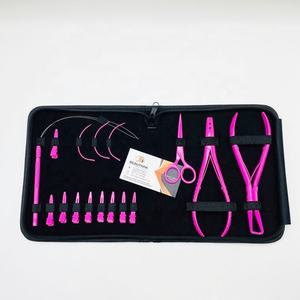 Juego de herramientas de alicates de extensión de cabello multifuncional de acero inoxidable al por mayor de alta calidad de color rosa fuerte - Product Image 6