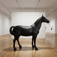 Grande sculpture de cheval en fibre de verre, statue d'animal moderne pour hall d'hôtel et décoration intérieure