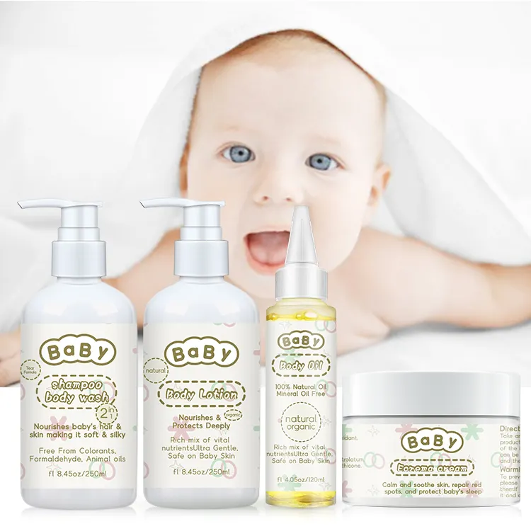 Coffret de shampoing et après-shampoing pour enfants, marque privée, soins capillaires pour bébés, hydratant, nourrissant, crème eczéma biologique, lavage du corps