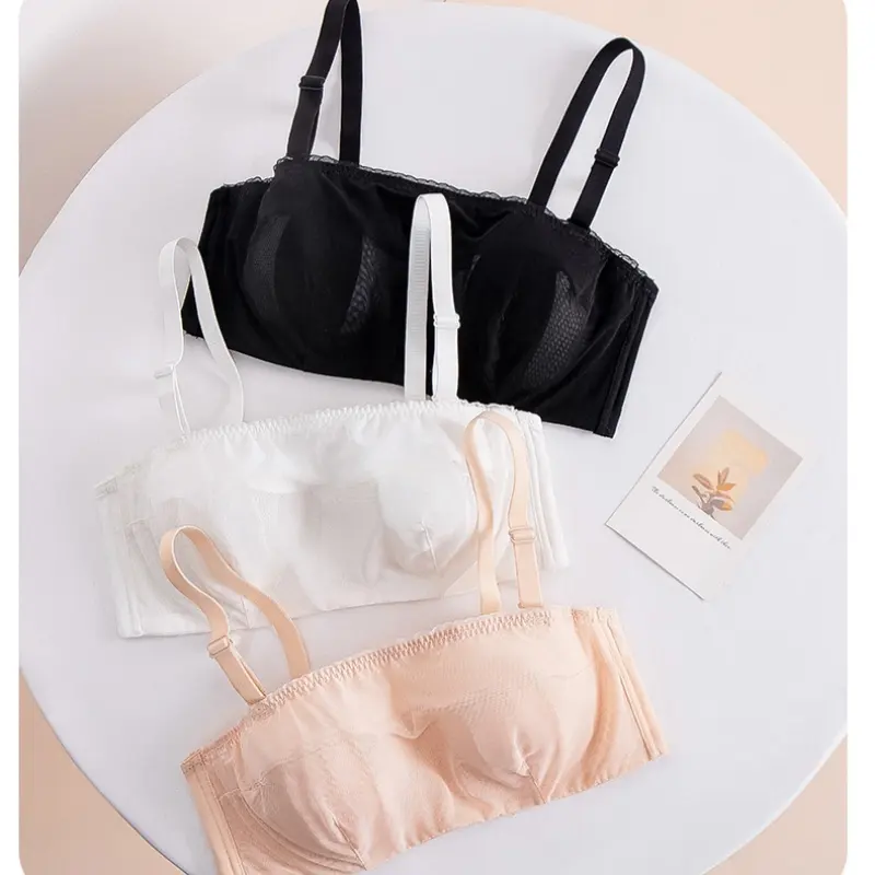 Sexy Strapless Thin Bras Plus Size Breast Lift Underwear Tube Top Bralette With Removable Straps