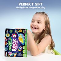 Kit de peinture sur roche qui brille dans le noir - Fournitures d'art sur roche pour enfants de 6 à 12 ans, garçons et filles, cadeau d'anniversaire, boîte de bricolage en papier