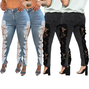 Casual Pants mädchen sexy hosen frauen engen jeans neue modell jeans spitze hosen für frauen