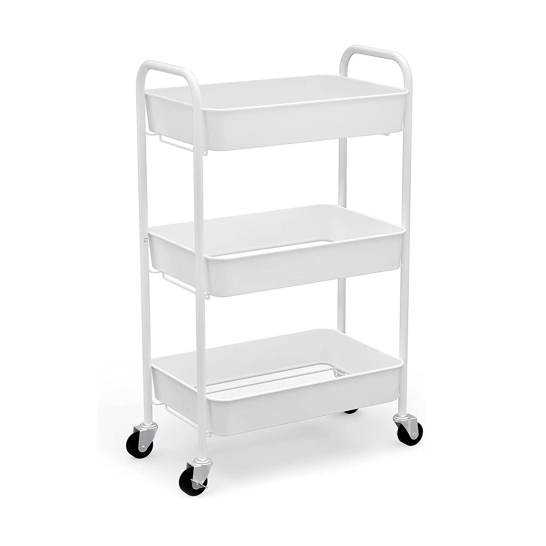 3-Tier Pit Tool Cart Rolling Metal Storage Organizer - Mobile Utility Cart Kitchen Cart With Caster Wheels