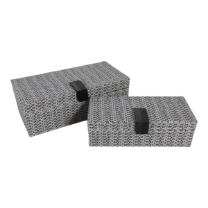 Rectangular Snakeskin Decorative Box with Lid for Jewelry Storage Home Decor Modern Keepsake Box Set Gray Woven Design - Product Image 4