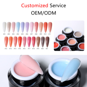 15ml Logo personalizzato Non costruttore di calore Gel colori Glitter rosa <span class=keywords><strong>Nude</strong></span> HEMA libero senza bruciare auto livellamento per unghie duro Gel costruttore in barattolo - Product Image 2