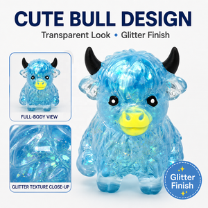 ของเล่นบีบวัวไฮแลนด์น่ารักแบบขายส่ง ของเล่นบีบลดความเครียดแบบค่อยๆคืนตัว มีกลิตเตอร์ ของเล่นบีบวัวมอลโทส - Product Image 2