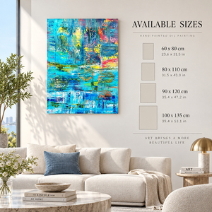 <span class=keywords><strong>Dipinto</strong></span> Astratto Espressionista Palimpsesto con Strati Raschiati, Colori Ciano, <span class=keywords><strong>Blu</strong></span> Navy, <span class=keywords><strong>Giallo</strong></span>, <span class=keywords><strong>Rosso</strong></span>, Pittura a Impasto Dipinta a Mano su Tela - Product Image 6