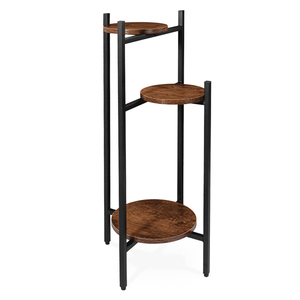Support à plantes d'angle à 3 niveaux, style antique, en métal et bois, étagère à fleurs pour l'intérieur et l'extérieur - Product Image 5