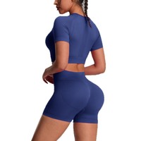 Shorts de yoga pour femmes, style européen et américain, effet push-up, et tenue de fitness à manches courtes avec dos élégant