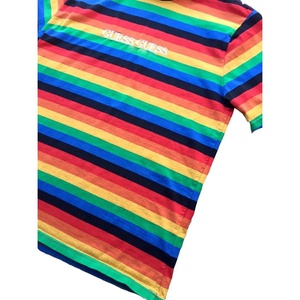 Wholesaled Streetwear <strong>t</strong> <strong>Shirt</strong> High Quality Tshirts Embroidery Custom Label <strong>rainbow</strong> Striped <strong>T</strong> <strong>Shirt</strong> - Product Image 2