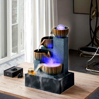 Petite Fontaine de Table à Eau Courante en Résine, Design Géométrique de Luxe Feng Shui, Décoration d'Intérieur Moderne Faite à la Main