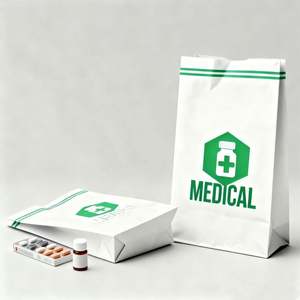 Bolsa de Papel Kraft Reciclado al por Mayor para Medicamentos de Farmacia, con Fondo Cuadrado, para Uso Hospitalario - Product Image 1