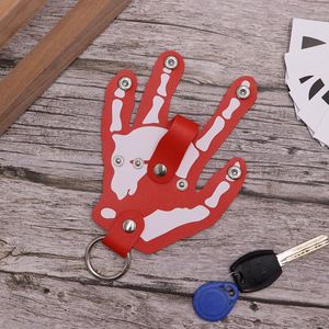 Stocked 8 Colors Funny Pu Leather Screen Printed Portable Hand Palm <b>Keychain</b> for Kids Bags Backpacks Handbags Decoration - Product Image 3