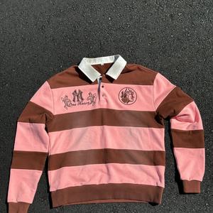 Camiseta Personalizada 100% Algodón a Rayas con Hombros Caídos, Aplique 3D, Logotipo Bordado, Corte Cuadrado, Manga Larga para Hombre - Product Image 1