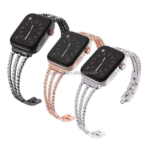 Bracelet de luxe en acier inoxydable avec chaîne en diamants pour Apple Watch, pour Apple Watch Band 6 5 4 SE 44mm 40mm, pour IWatch 42mm 38mm - Product Image 1