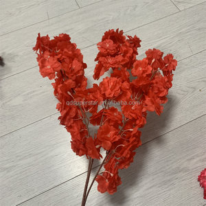 กิ่งซากุระปลอมขายส่ง E-838 สีแดงเบอร์กันดี ชมพูฟิวเซีย ยอดนิยม - Product Image 3