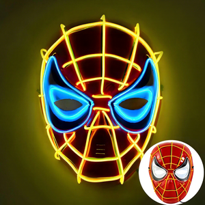 Masques de fête lumineux LED qui brillent dans le noir pour Halloween PVC Spiderman pour Avengers Masquerade - Product Image 5