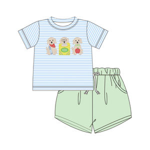 Conjunto infantil personalizado BSSO1968 para niño pequeño, con estampado de sombreros amarillos Howdy, conjunto de manga corta para niños pequeños, venta al por mayor. - Product Image 6