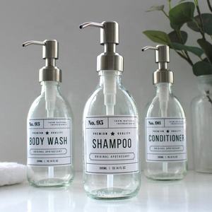 <span class=keywords><strong>Bouteille</strong></span> de distributeur de shampoing <span class=keywords><strong>d</strong></span>'<span class=keywords><strong>apothicaire</strong></span> en verre transparent réutilisable de 16oz 500ml avec <span class=keywords><strong>d</strong></span>écor industriel 32oz 1L - Product Image 6