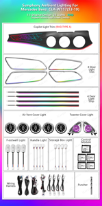 Luce Ambientale Dinamica a 64 Colori per <span class=keywords><strong>Mercedes</strong></span> CLA <span class=keywords><strong>GLA</strong></span> 2013-2018 W117, Accessori di Aggiornamento Illuminazione Interna LED per Auto - Product Image 4