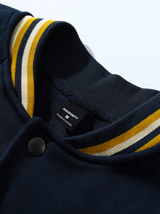 Giacca <span class=keywords><strong>College</strong></span> da Uomo Autunnale Stile Streetwear con Logo Personalizzato sul Davanti, Maniche Lunghe, Fodera in Pile e Collo Alto Riscaldato - Product Image 5