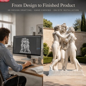 YOUFINE Statua delle Tre Grazie in Marmo Bianco Intagliata a Mano, <span class=keywords><strong>Classica</strong></span> Scultura <span class=keywords><strong>Greca</strong></span> per Villa, Giardino, Cortile, Piazza - Product Image 3