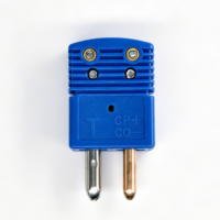 Probe Termokopel Tipe T Standar, Konektor Termokopel Plastik Biru, Adaptor Terminal Soket Mini Plug Jantan
