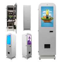 Terminal de libre-service extérieur étanche haute luminosité visible en plein soleil, acceptant les paiements en espèces avec caméra