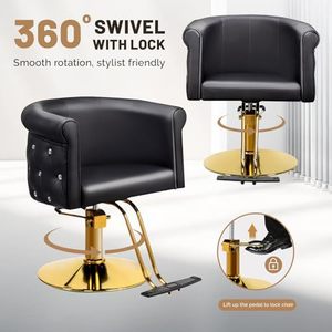 Chaise de barbier haut de gamme pour salon de coiffure, pivotante à 360 degrés, réglable, hydraulique, style luxe léger - Product Image 1