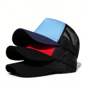 Gorra de camionero de malla de 5 paneles unisex, gorra de béisbol con estructura clásica en blanco y logotipo personalizado, Gorras para hombre - Product Image 4