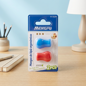 Impugnature Ergonomiche in Silicone per Matite 2 Pezzi Non Tossiche Blu Rosso Ricaricabili Design Confortevole Marca Mengfu Modello M-0029 Prodotto in Cina - Product Image 2