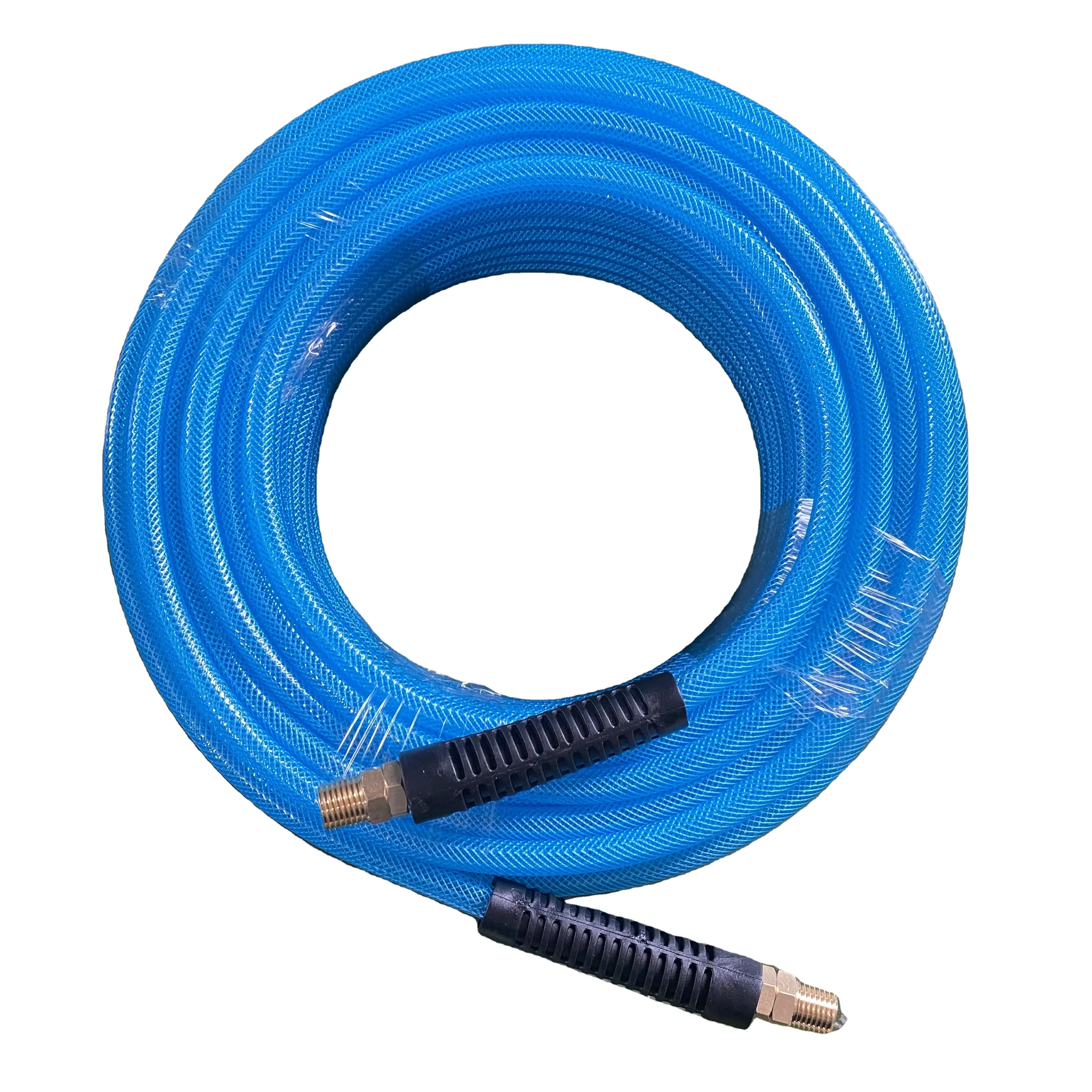 Penjualan Terbaik selang poliuretan biru diperkuat 1/4 "X25FT dengan fitting NPT 1/4" untuk alat pneumatik siap kirim