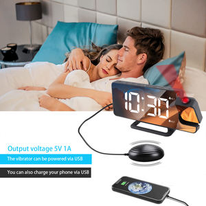 Horloge vibrante alarme forte bombe sonique lit vibrant Fm Radio Projection Led sourd sans fil - Product Image 3