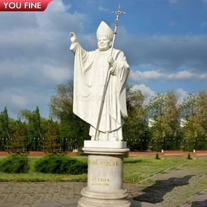 Fabricante Iglesia Católica Religiosa Piedra Blanca Mármol Tamaño Real San Juan Pablo II Estatua - Product Image 2