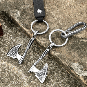Viking Axe <b>Keychain</b> Stainless Steel Engraved Pendant Metal Keyring Gift Accessory Unisex - Product Image 1
