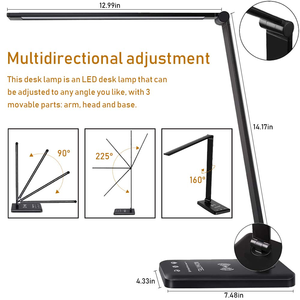 Wholesale Multifunctional Eye Usb Charging Port <b>Study</b> Led Table Lamp Luxury Reading <b>Desk</b> Black With Wireless Charger - Product Image 3