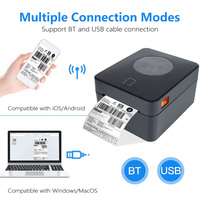 Imprimante d'étiquettes thermiques Wi-Fi 4 pouces sans encre pour codes-barres, machine d'impression d'étiquettes d'expédition adhésives directes 4x6, 203 DPI, polyester