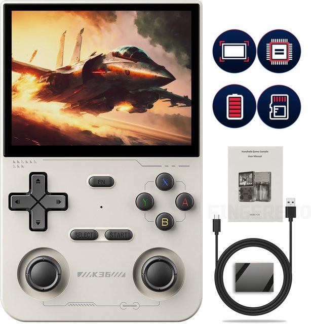 K36 Retro Handheld Game Console with 64G TF Card Portable Mini Retro Video Games Console 3.5-inch IPS Screen 640x480 Resolution