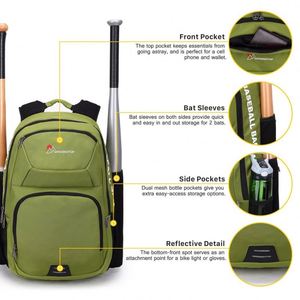 Échantillon Gratuit - Sac à Dos de Baseball/Softball Multi-Poches Essentielles pour 4 Bâtons avec Compartiment Séparé pour Chaussures - Product Image 2