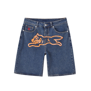 Pantalon d'été personnalisé Patchwork Coton Écusson brodé Double Genou Baggy Unisexe <span class=keywords><strong>Bermuda</strong></span> <span class=keywords><strong>Jeans</strong></span> Pantalon court Short <span class=keywords><strong>en</strong></span> jean pour Hommes - Product Image 2