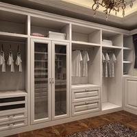 Unité d'îlot de dressing moderne en bois avec coiffeuse et miroir escamotable pour chambre à coucher