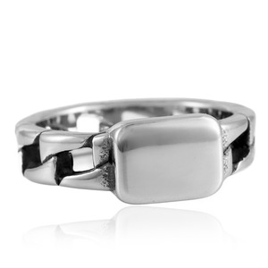 Men's Titanium Steel <b>Chain</b> Ring Geometric Design Punk Style Motorcycle Link Ring Steel Color Gift Jewelry 2807 - Product Image 1