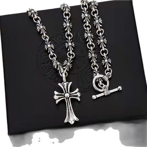 Collana Vintage Gotica Punk con Pendente a <span class=keywords><strong>Croce</strong></span> Fiammeggiante e Cuore Crociato per <span class=keywords><strong>Uomo</strong></span> - Product Image 2