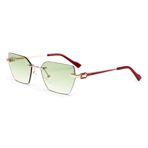 ホット販売女性リムレスシェードメタルアイウェアサングラスグラデーション不規則サングラスGafas De Sol - Product Image 1