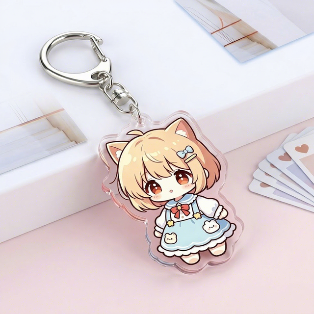 Bulk Order Acrylic Keychain Custom Anime Design Holographic Effect Keyring Professional Peripheral Product Manufacturer