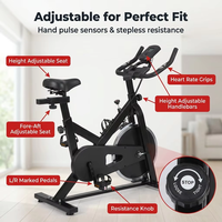 Vélo de spinning d'intérieur robuste à transmission par courroie, volant d'inertie de 5 kg, moniteur de fréquence cardiaque LCD, capacité de 120 kg, pour entraînement cardio